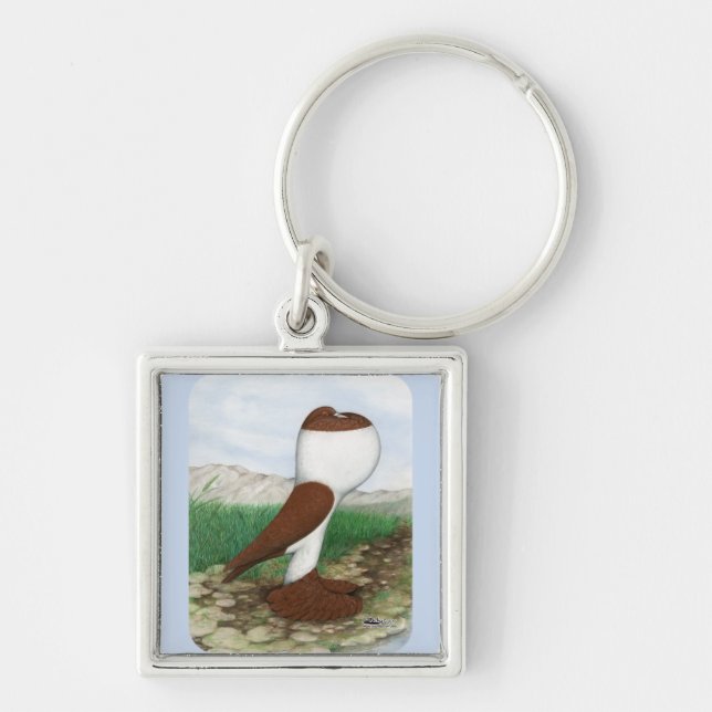 Pouter Pigeon Red Hana Keychain (Front)
