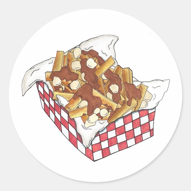 Poutine Quebec Canada Canadian Food French Fries Classic Round Sticker (Front)