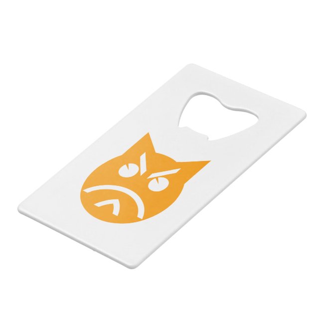 Pouting Emoji Cat Credit Card Bottle Opener (Front Angled)
