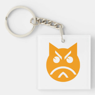 Pouting Emoji Cat Keychain