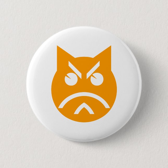 Pouting Emoji Cat Pinback Button (Front)