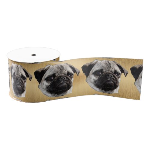 Pouty Pug Grosgrain Ribbon