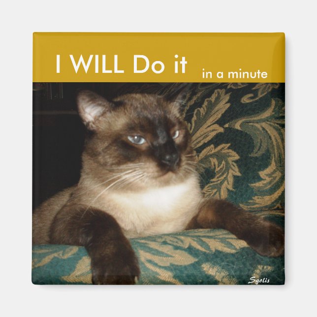 Pouty  Siamese Cat Fridge Magnet (Front)