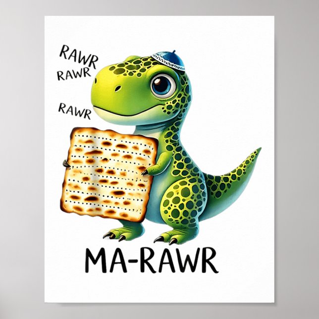 Pover Maror Ma-roar Dinosaur Funny Pesach Toddler  Poster (Front)