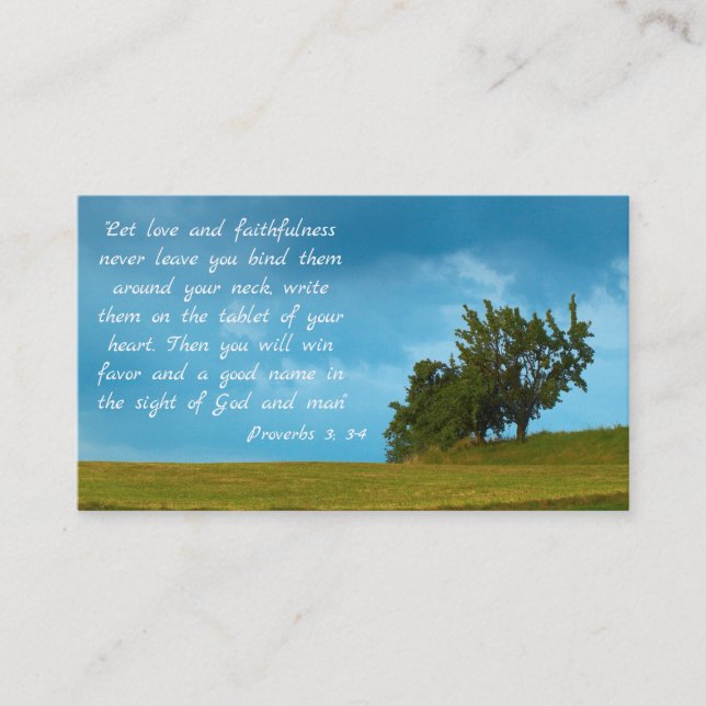 Poverbs 3;3-4 | Christian Inspirational Business Card (Front)