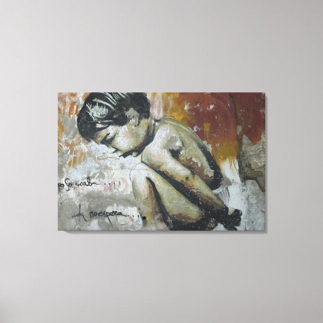 Poverty child urban graffiti Street art Canvas Print (Front)