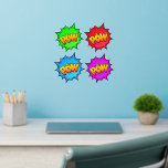 Pow Burst, on Green Red Blue Purple, Pop Art 12" Wall Decal<br><div class="desc">Pow Burst in Yellow on Green Red Blue and Purple - a Great Pop Art Wall Decal - - Change the size of these decals by changing the size of the Decal Sheet - 4 sizes - from 12" x 12" to 36" x 36" - - These ones are printed...</div>
