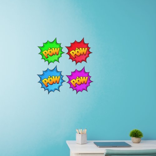 Pow Burst on Green Red Blue Purple Pop Art 24  Wall Decal