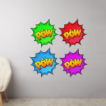 Pow Burst, on Green Red Blue Purple, Pop Art 50" Wall Decal<br><div class="desc">Pow Burst in Yellow on Green Red Blue and Purple - a Great Pop Art Wall Decal - - Change the size of these decals by changing the size of the Decal Sheet - 4 sizes - from 12" x 12" to 36" x 36" - - These ones are printed...</div>