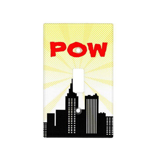 POW Comic Book Bedroom Superhero Boys Nursery Light Switch Cover (Front)