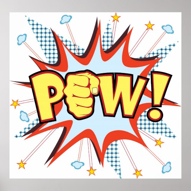 pow comic book-like explosion poster (Front)