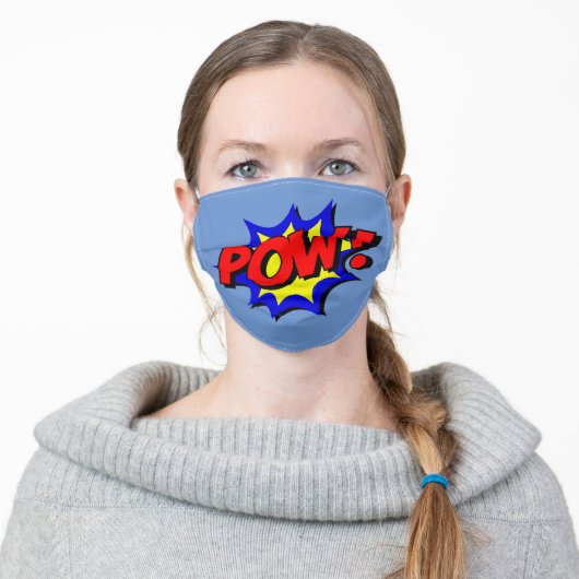 POW COMIC BOOK SUPER HERO KIDS ADULT CLOTH FACE MASK (Worn)