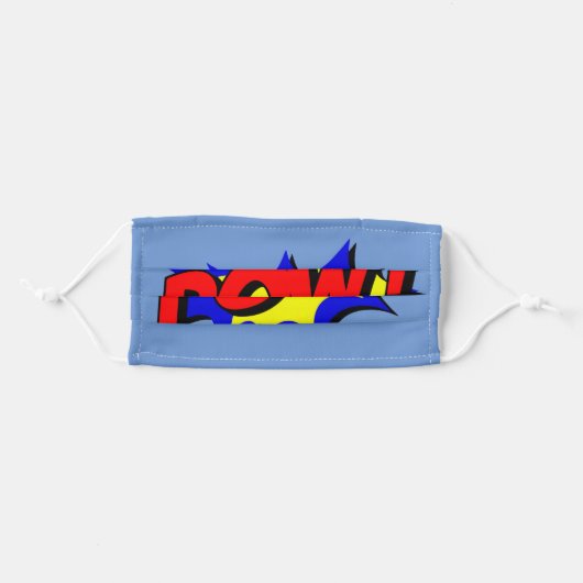 POW COMIC BOOK SUPER HERO KIDS ADULT CLOTH FACE MASK (Front, Folded)