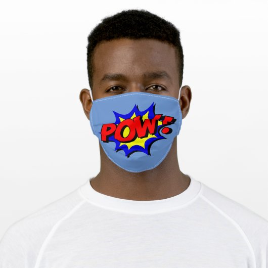 POW COMIC BOOK SUPER HERO KIDS ADULT CLOTH FACE MASK (Worn)