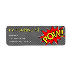 POW! - Comic Book Superhero Birthday Template Label