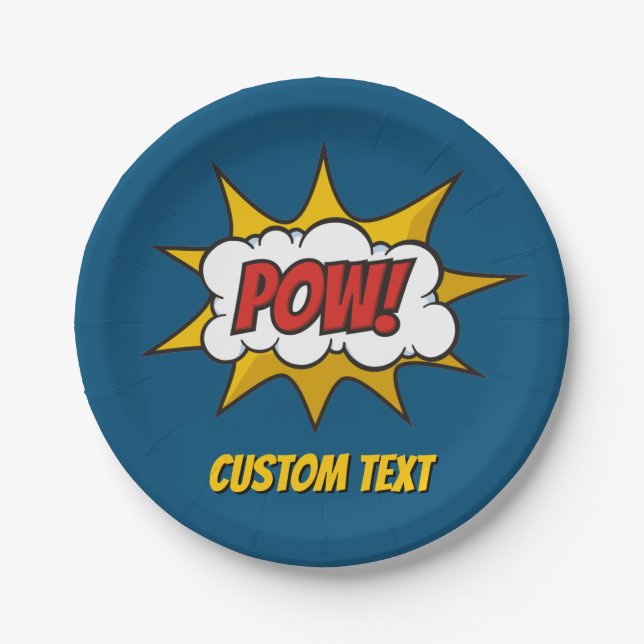 Pow Comic Sound Effect Paper Plates (Front)