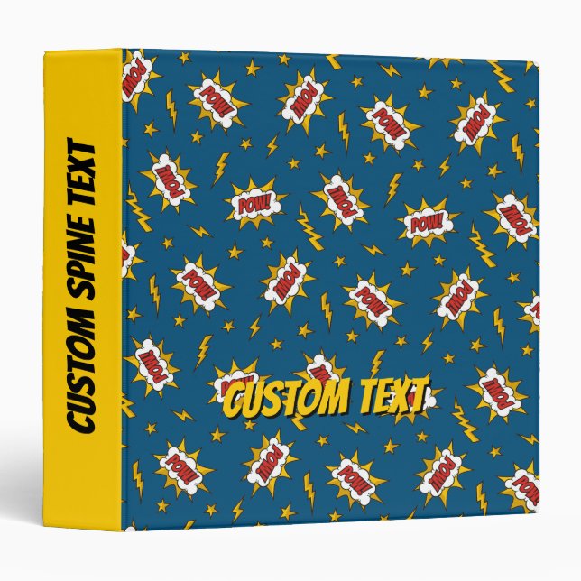 Pow Comic Sound Effect Pattern 3 Ring Binder (Front/Spine)