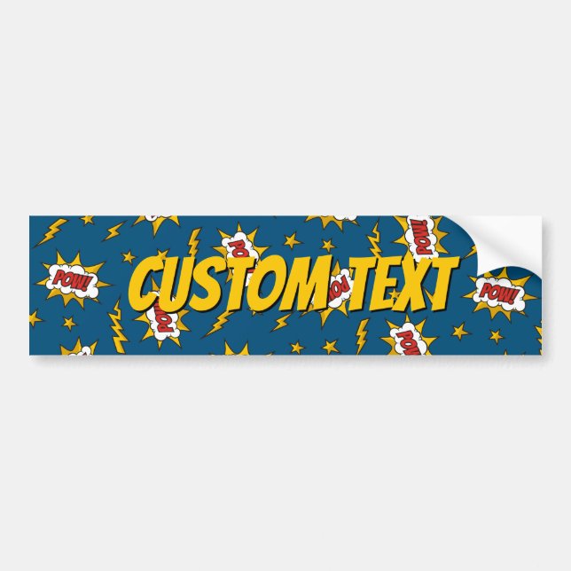 Pow Comic Sound Effect Pattern Bumper Sticker (Front)