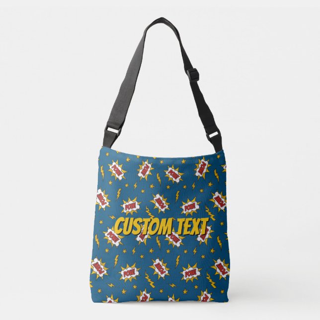 Pow Comic Sound Effect Pattern Crossbody Bag (Front)