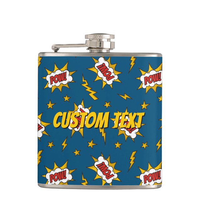 Pow Comic Sound Effect Pattern Flask (Front)