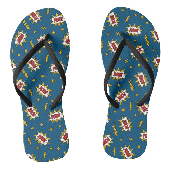 Pow Comic Sound Effect Pattern Flip Flops (Footbed)