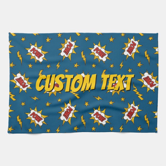 Pow Comic Sound Effect Pattern Kitchen Towel (Horizontal)