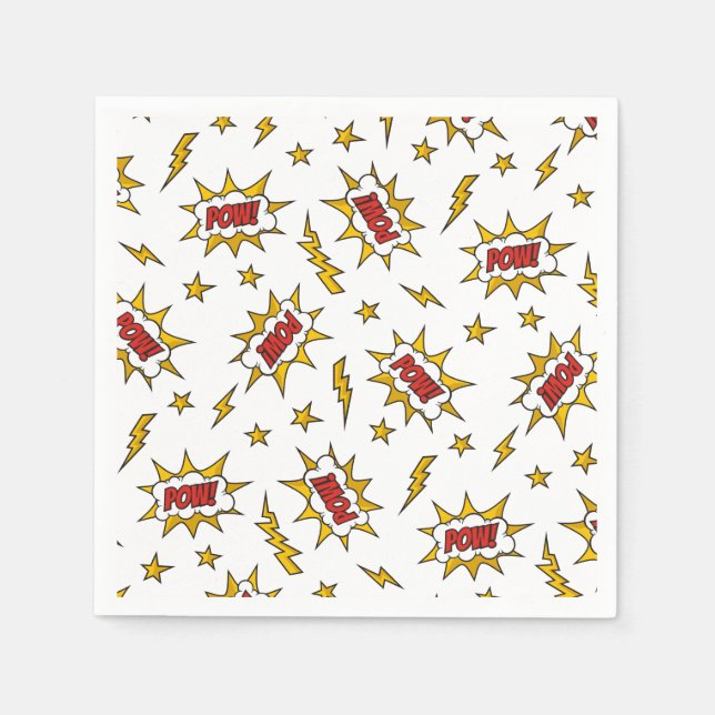 Pow Comic Sound Effect Pattern Napkins (Front)
