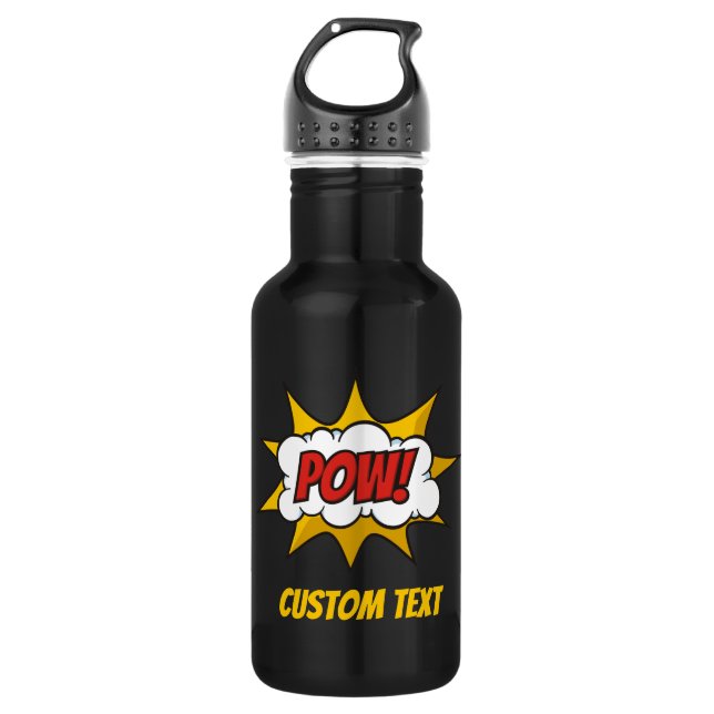 Pow Comic Sound Effect Stainless Steel Water Bottle (Front)