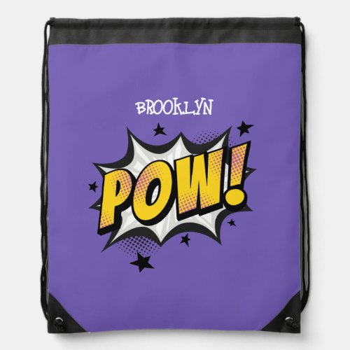 Pow fun pop art comic style typography callout drawstring bag