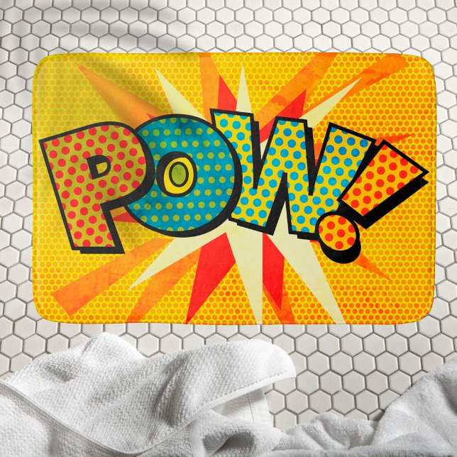 POW Fun Retro Comic Book Pop Art Bath Mat (Creator Uploaded)