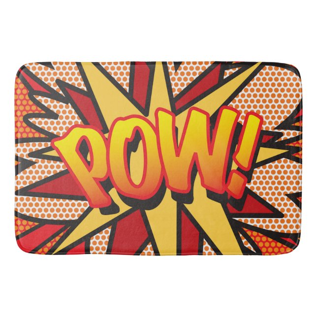 POW Fun Retro Comic Book Pop Art Bathroom Mat (Front)