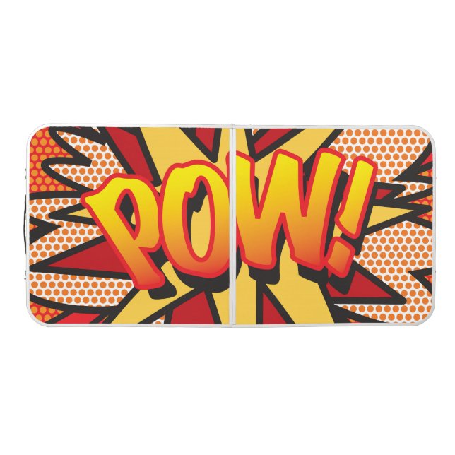 POW Fun Retro Comic Book Pop Art Beer Pong Table (Top)