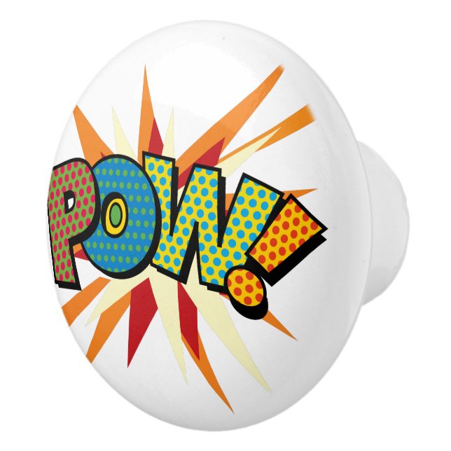 POW Fun Retro Comic Book Pop Art Ceramic Knob (Right)