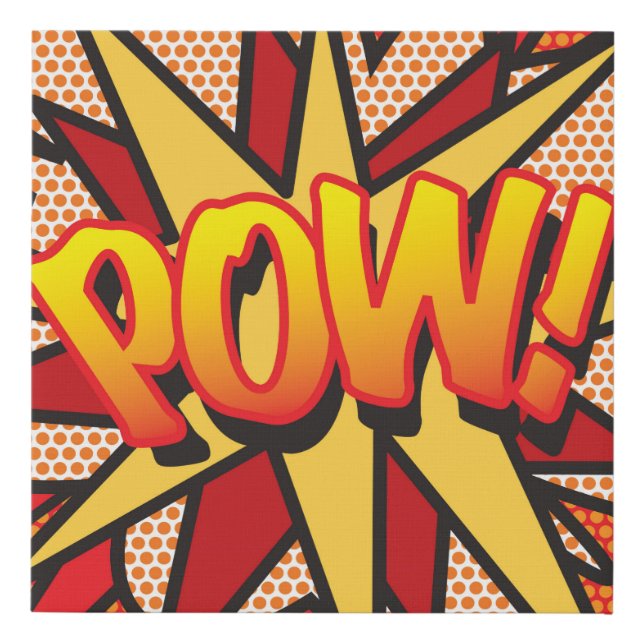 POW Fun Retro Comic Book Pop Art Faux Canvas Print (Front)