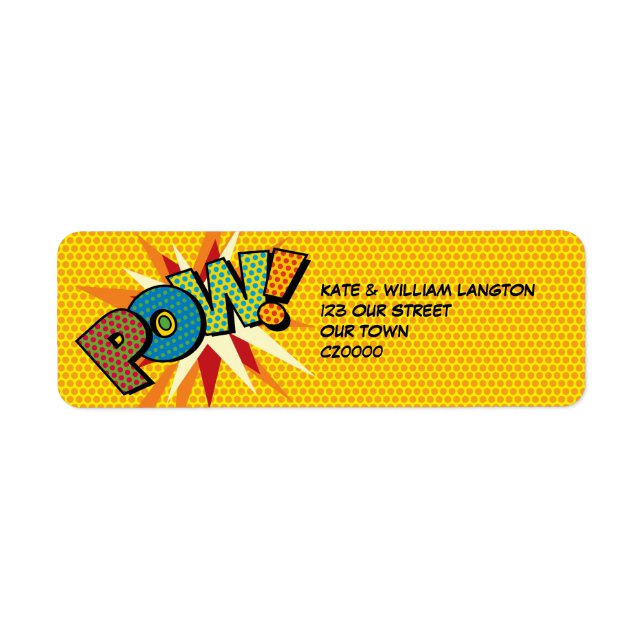 POW Fun Retro Comic Book Pop Art Label (Front)
