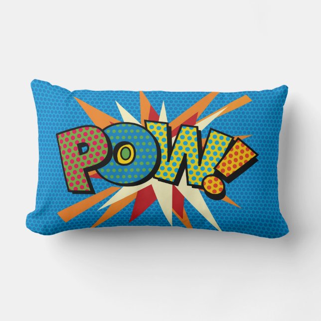 POW Fun Retro Comic Book Pop Art Lumbar Pillow (Front)