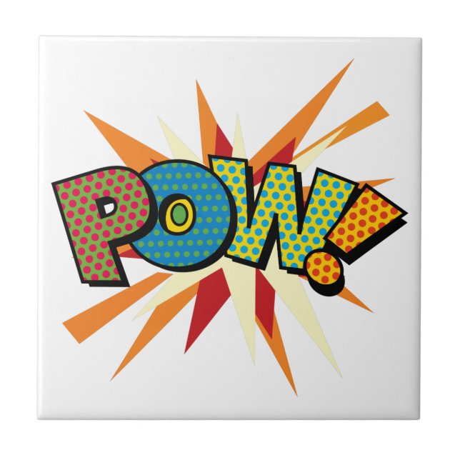 POW Fun Retro Comic Book Pop Art Tile (Front)