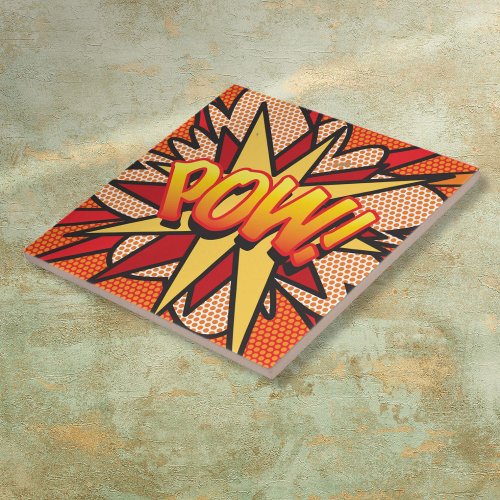 POW Fun Retro Comic Book Pop Art Tile