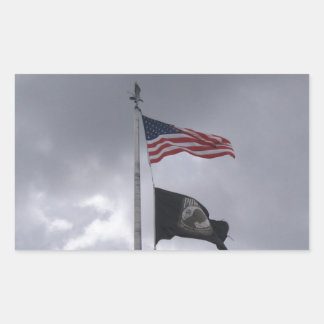POW/MIA & American Flag Rectangular Sticker