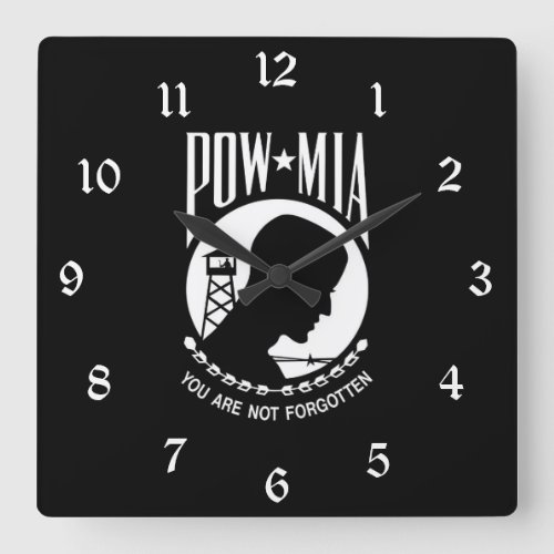 POW MIA American Military Heroes Prisoners of War Square Wall Clock