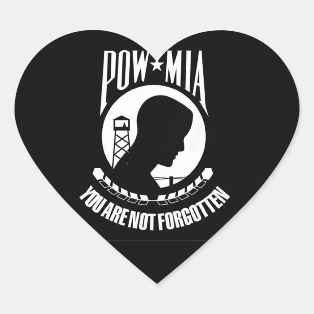 POW-MIA FLAG HEART STICKER (Front)