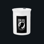 POW MIA Flag: Missing Soldiers of Vietnam War, WW2 Beverage Pitcher<br><div class="desc">In the midst of the Vietnam War, a nation yearned for answers. Families across America clung to hope, desperate for news of their loved ones missing in action. One woman, whose husband was a Navy pilot lost over the skies of Southeast Asia, felt a deep need for a symbol, a...</div>