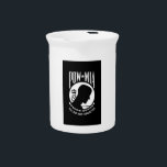 POW MIA Flag: Missing Soldiers of Vietnam War, WW2 Beverage Pitcher<br><div class="desc">In the midst of the Vietnam War, a nation yearned for answers. Families across America clung to hope, desperate for news of their loved ones missing in action. One woman, whose husband was a Navy pilot lost over the skies of Southeast Asia, felt a deep need for a symbol, a...</div>