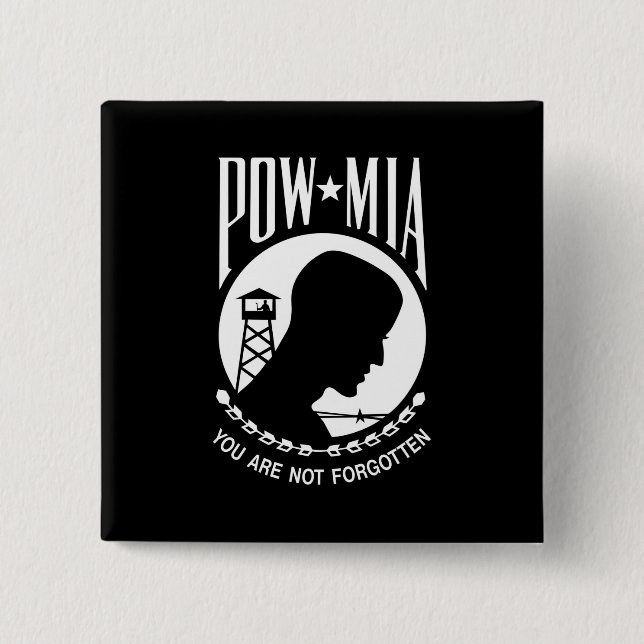 POW MIA Flag: Missing Soldiers of Vietnam War, WW2 Button (Front)
