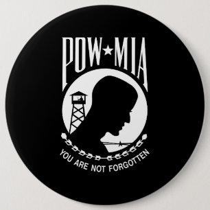 POW MIA Flag: Missing Soldiers of Vietnam War, WW2 Button