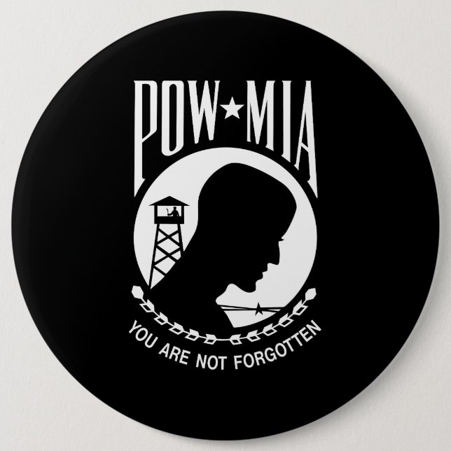 POW MIA Flag: Missing Soldiers of Vietnam War, WW2 Button (Front)