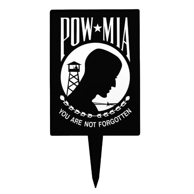POW MIA Flag: Missing Soldiers of Vietnam War, WW2 Cake Topper (Front)