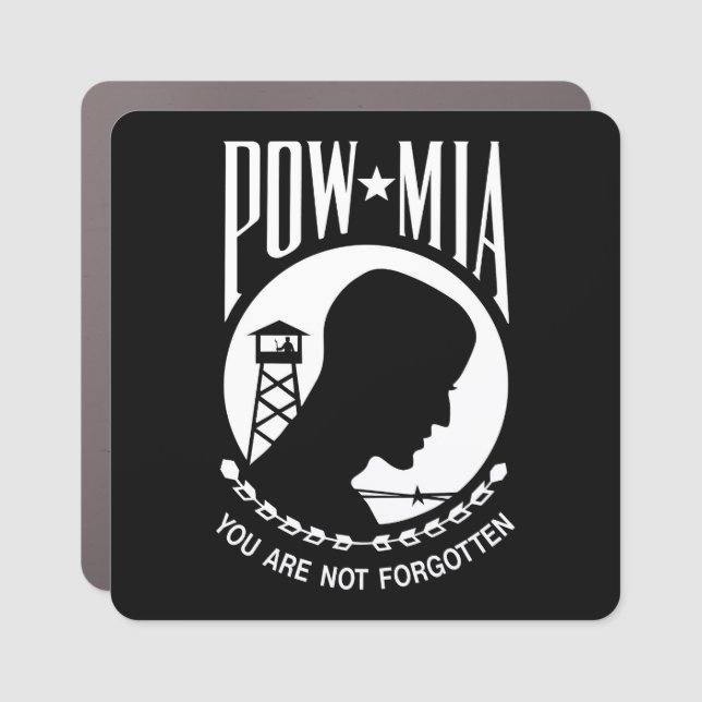 POW MIA Flag: Missing Soldiers of Vietnam War, WW2 Car Magnet (Front)