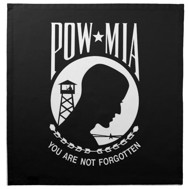 POW MIA Flag: Missing Soldiers of Vietnam War, WW2 Cloth Napkin (Front)