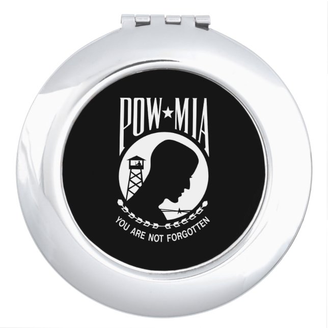 POW MIA Flag: Missing Soldiers of Vietnam War, WW2 Compact Mirror (Front)